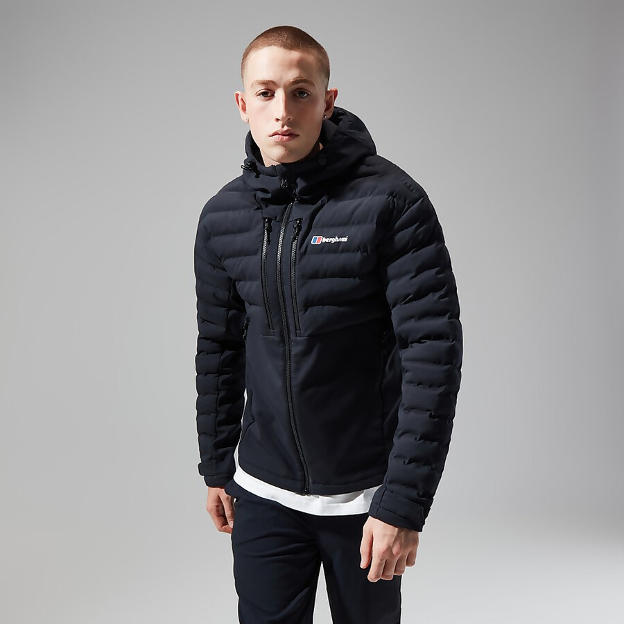 männer theran hybrid hooded jacket - schwarz berghaus