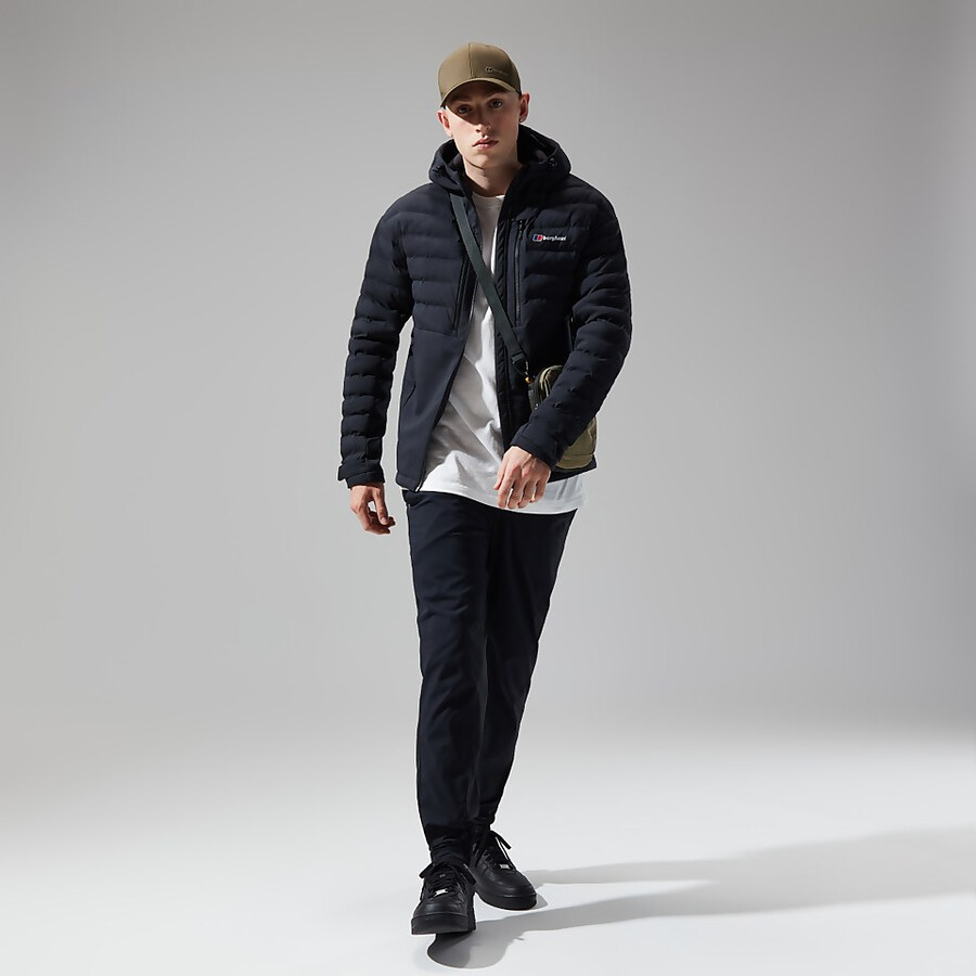 männer theran hybrid hooded jacket - schwarz berghaus