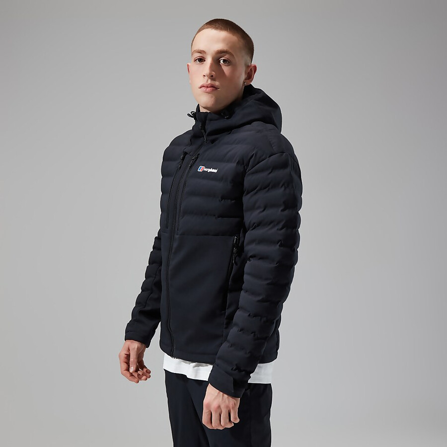 männer theran hybrid hooded jacket - schwarz berghaus