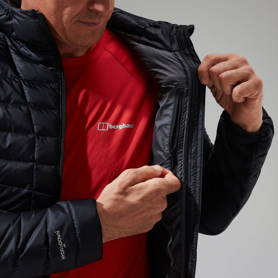 men s tephra 2.0 hooded insulated jacket - black die berghaus