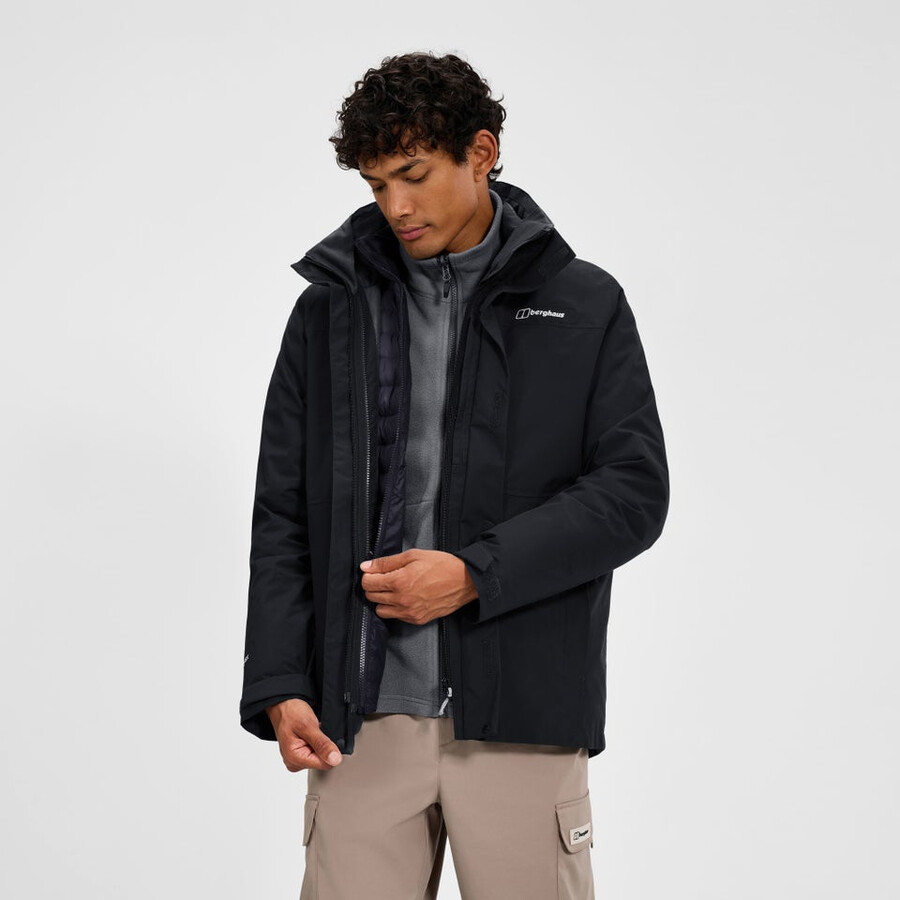 männer bergsteiger 2.0 gemini gore-tex wasserdichte 3in1 jacke - black die berghaus