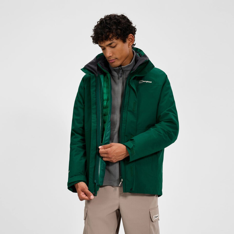 männer bergsteiger 2.0 gemini gore-tex wasserdichte 3in1-jacke - grün berghaus