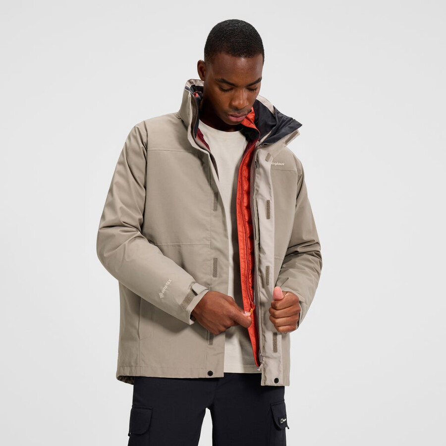 männer bergsteiger 2.0 gemini gore-tex wasserdichte 3in1-jacke - naturalorange berghaus
