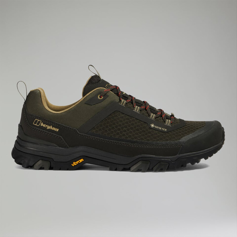 männer s ground attack active gore-tex schuh - browndark green berghaus