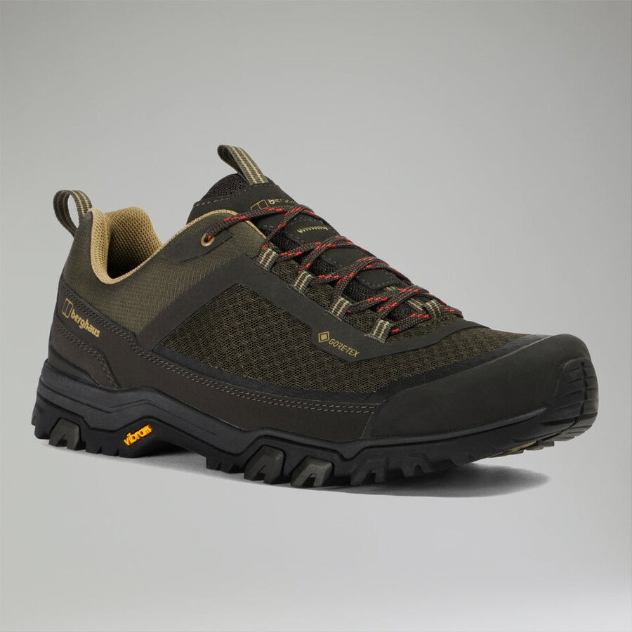 männer s ground attack active gore-tex schuh - browndark green berghaus