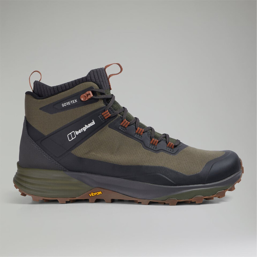 männer vc22 mid 2.0 gore-tex wasserdichter schuh - braungrün berghaus