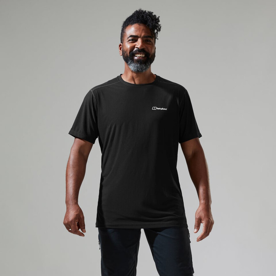 herren 247 tech tee super stretch-crew - black die berghaus