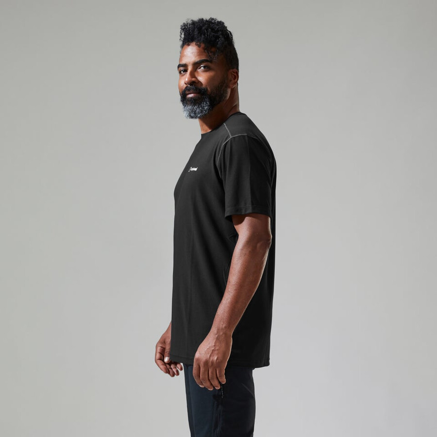 herren 247 tech tee super stretch-crew - black die berghaus