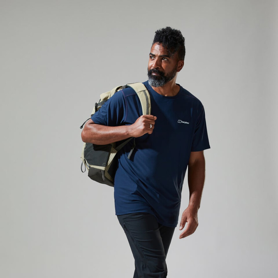 herren 247 tech tee super stretch crew - dark blue berghaus