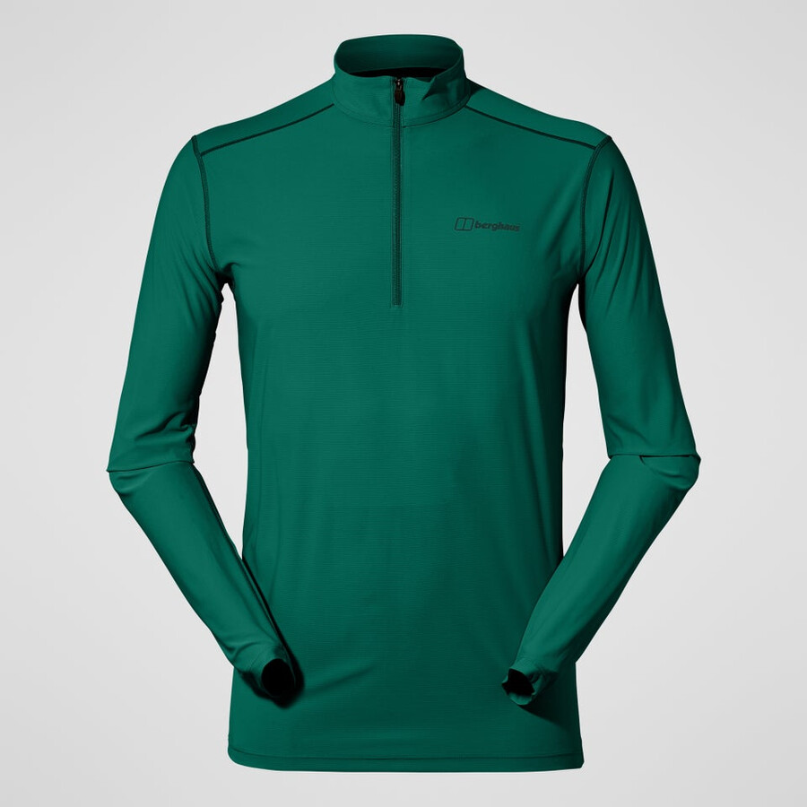 men s 247 half zip long sleeve tech tee - green berghaus