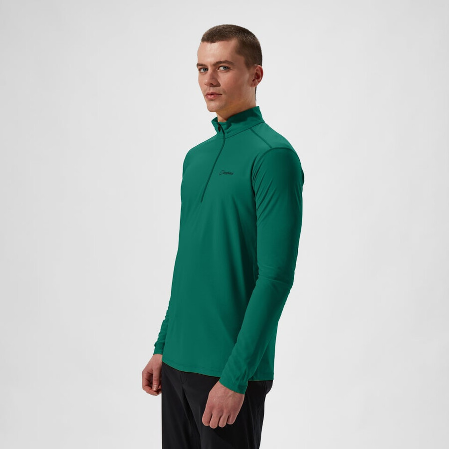 men s 247 half zip long sleeve tech tee - green berghaus