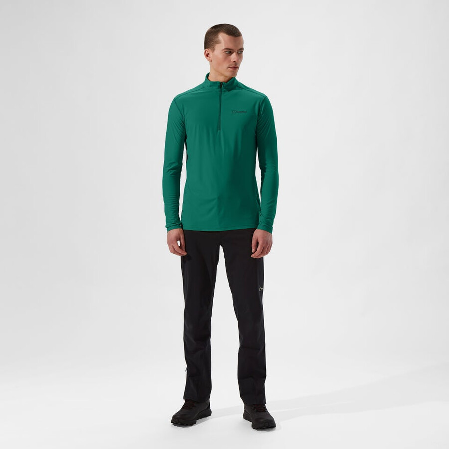 men s 247 half zip long sleeve tech tee - green berghaus