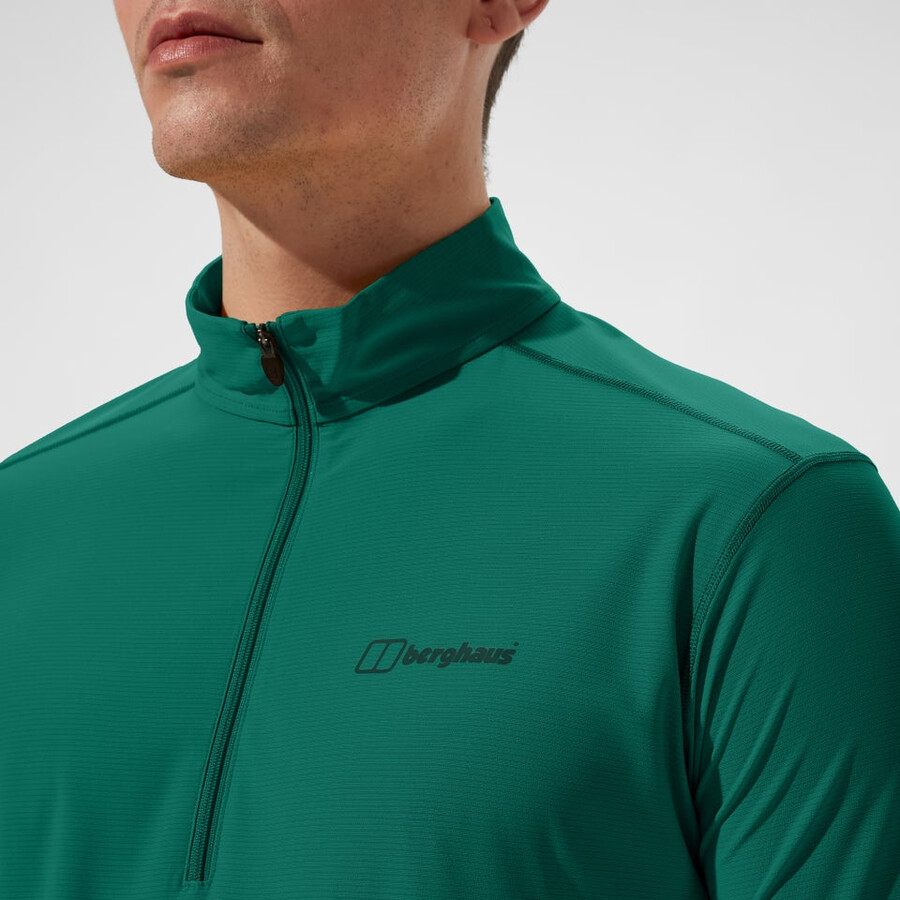 men s 247 half zip long sleeve tech tee - green berghaus