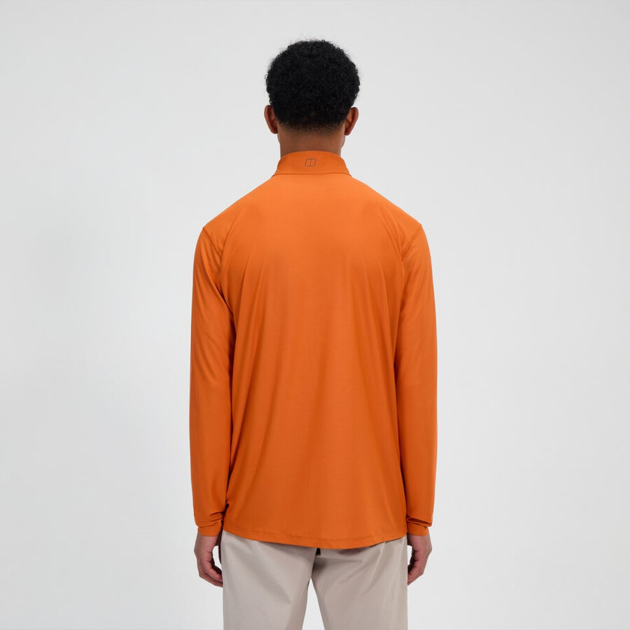 men s 247 half zip long sleeve tech tee - orange berghaus