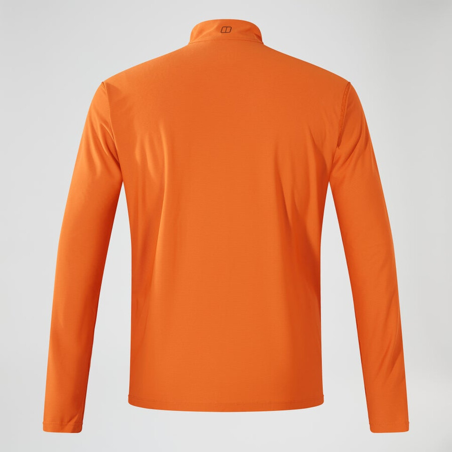 men s 247 half zip long sleeve tech tee - orange berghaus
