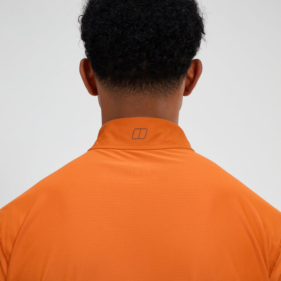 men s 247 half zip long sleeve tech tee - orange berghaus