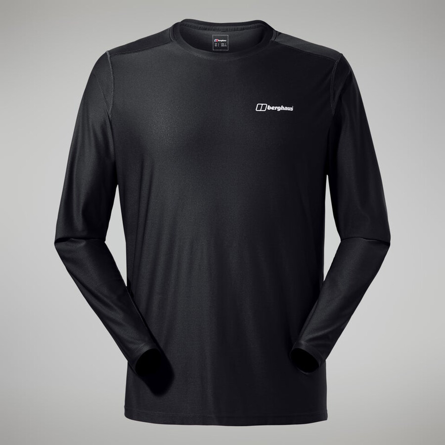 herren 247 tech tee langarm-crew - black die berghaus