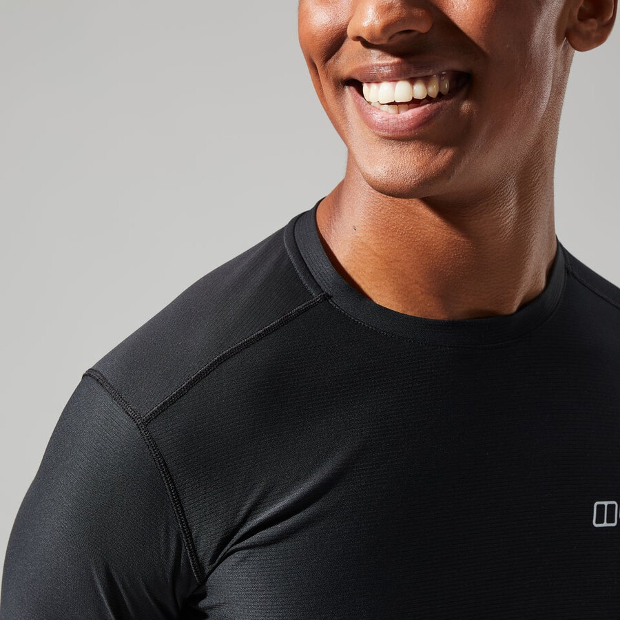 herren 247 tech tee langarm-crew - black die berghaus