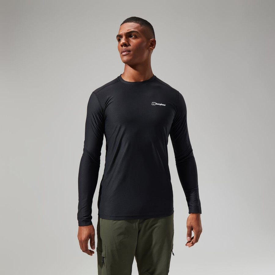 herren 247 tech tee langarm-crew - black die berghaus