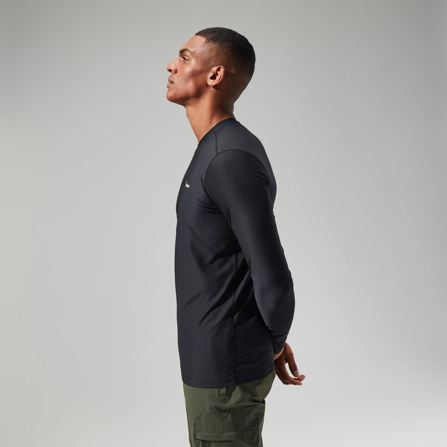 herren 247 tech tee langarm-crew - black die berghaus