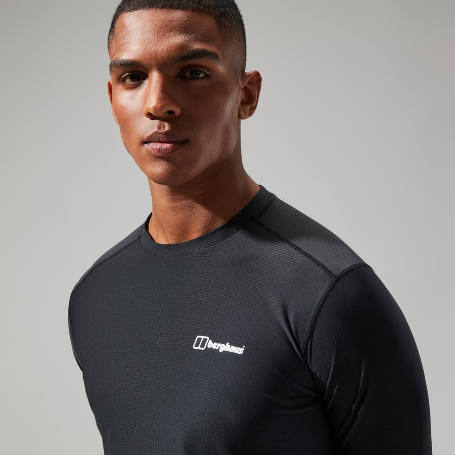 herren 247 tech tee langarm-crew - black die berghaus