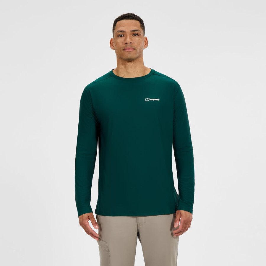 men s 247 crew long sleeve tech tee - green berghaus