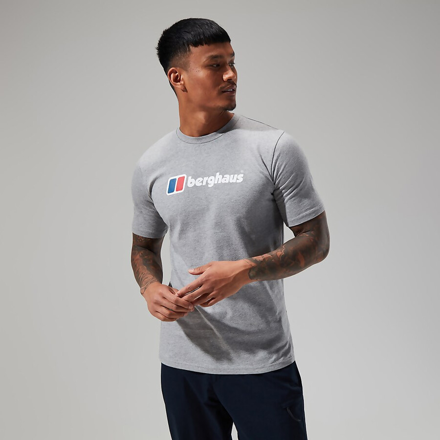 männer s big classic logo tee dark grey berghaus