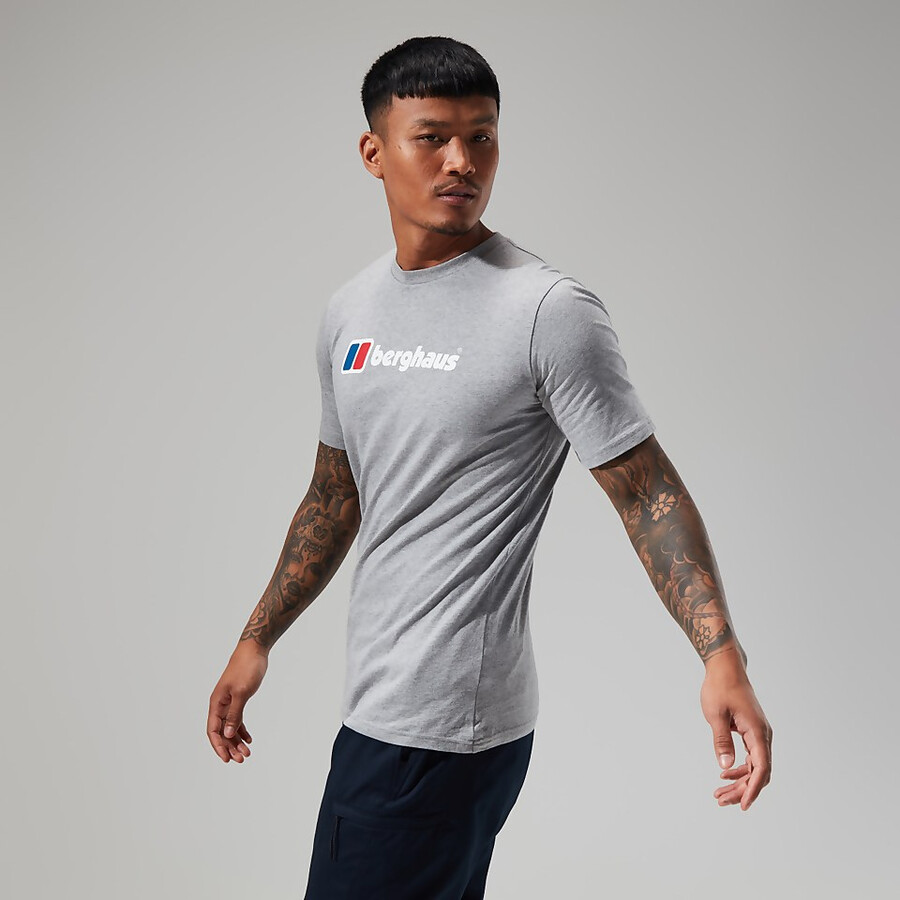männer s big classic logo tee dark grey berghaus