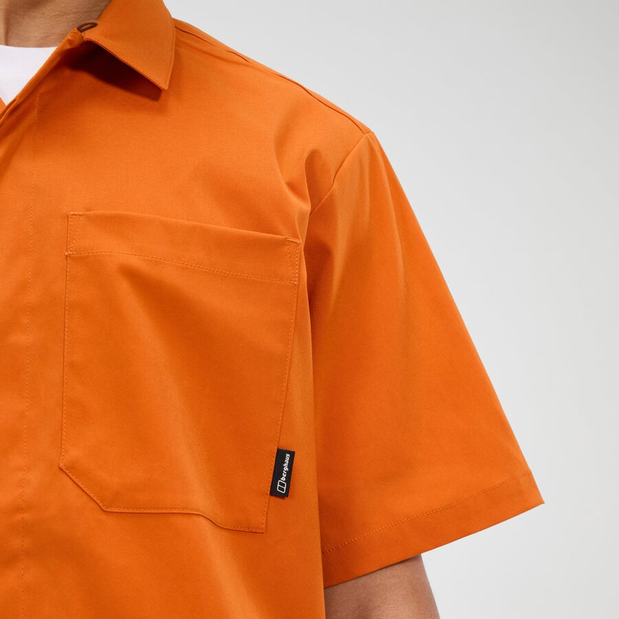 men s explorer short sleeve overshirt - orange berghaus