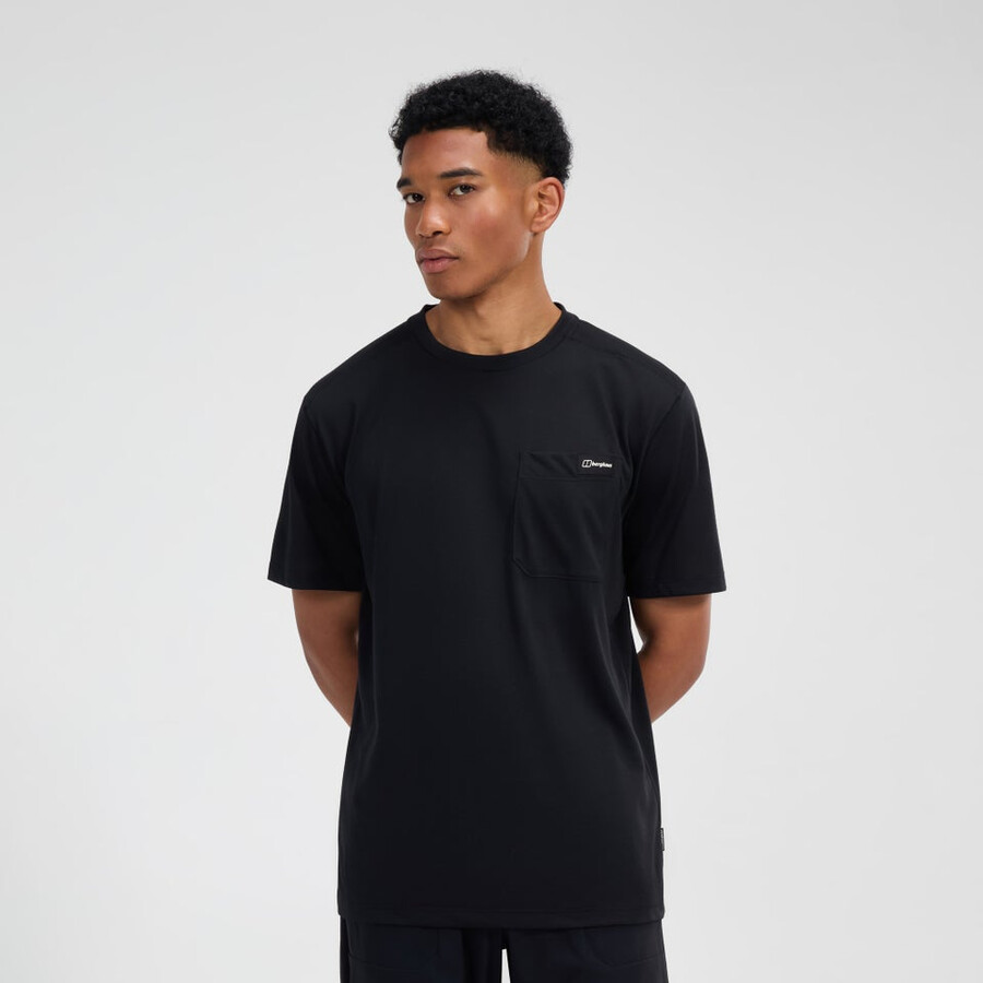 herren relaxed short sleeve tech tee - black die berghaus