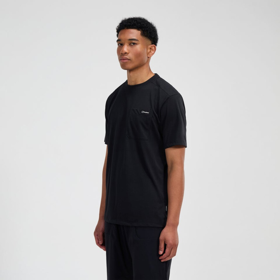 herren relaxed short sleeve tech tee - black die berghaus