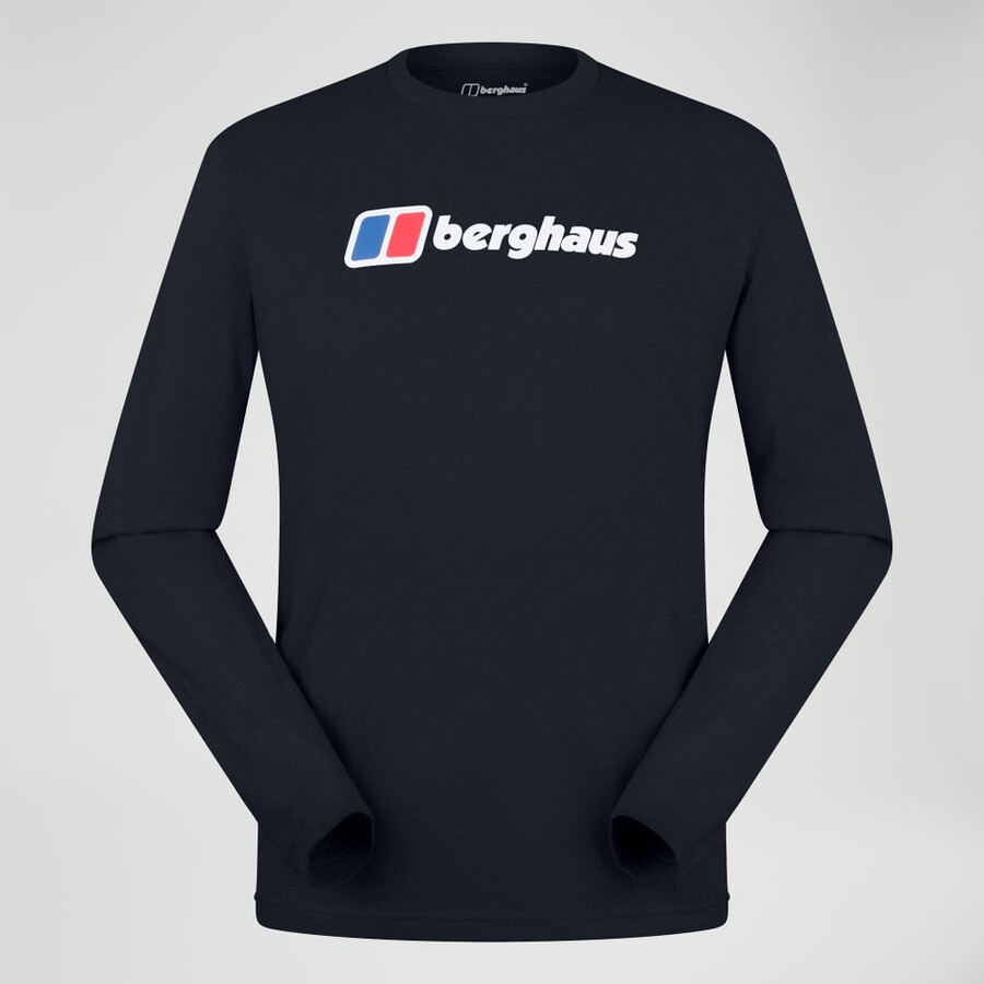 men s berghaus big logo long sleeve tee - schwarz berghaus