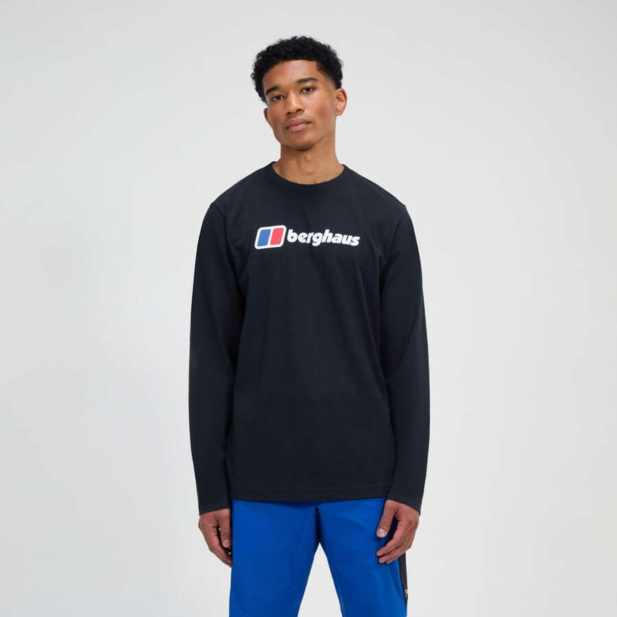 men s berghaus big logo long sleeve tee - schwarz berghaus