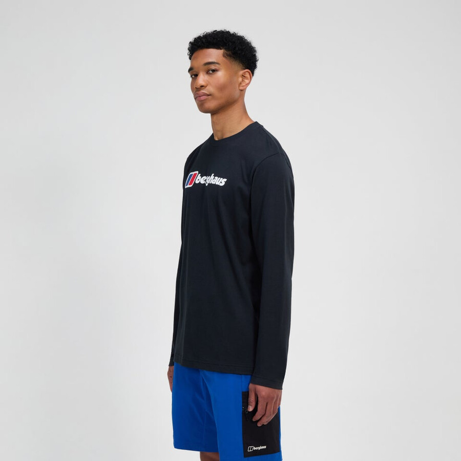 men s berghaus big logo long sleeve tee - schwarz berghaus