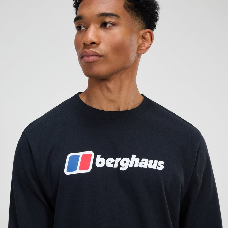 men s berghaus big logo long sleeve tee - schwarz berghaus