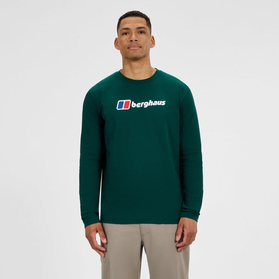 men s big logo long sleeves tee - green berghaus
