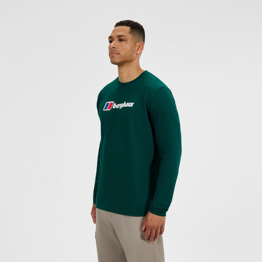 men s big logo long sleeves tee - green berghaus
