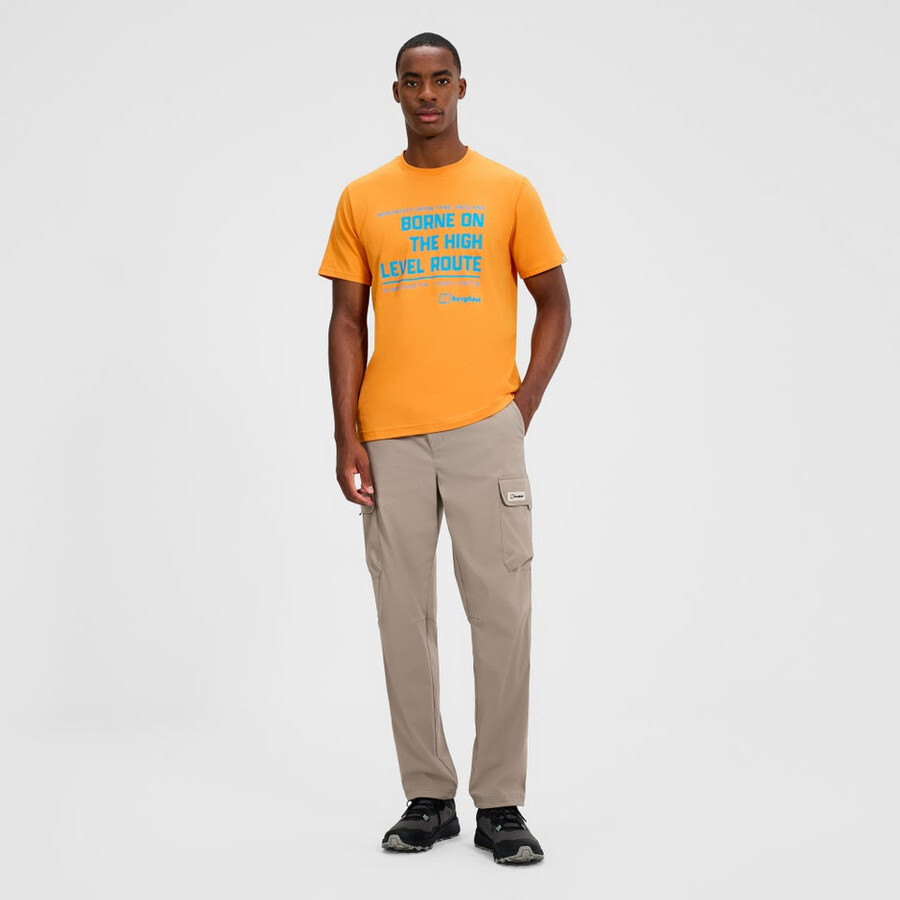men s high level route tee - orange berghaus