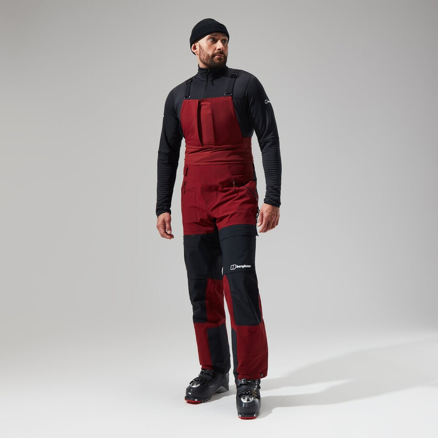 men s mtn arete abstieg gore-tex bib pants - dark rotschwarz berghaus
