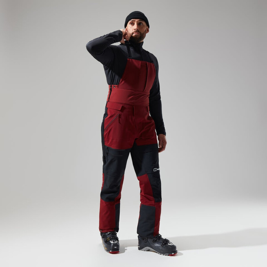 men s mtn arete abstieg gore-tex bib pants - dark rotschwarz berghaus