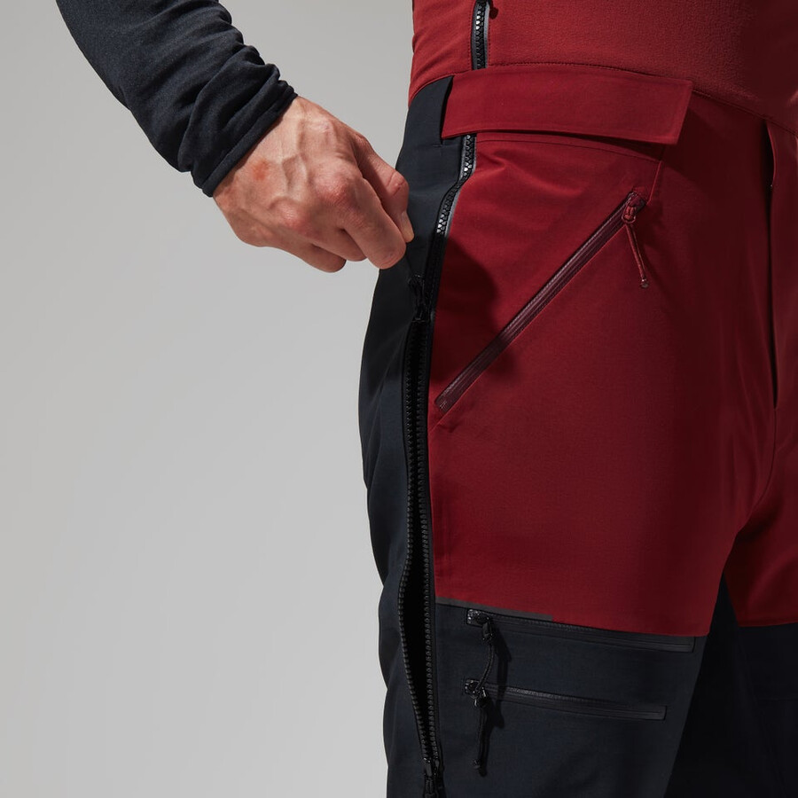 men s mtn arete abstieg gore-tex bib pants - dark rotschwarz berghaus