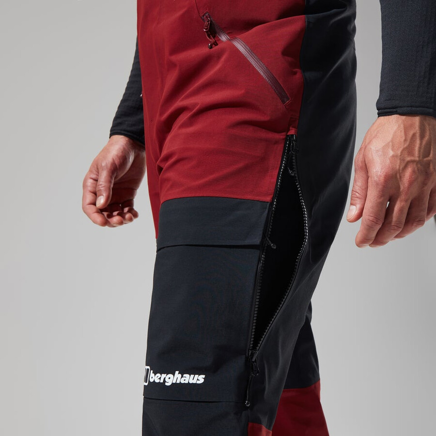 men s mtn arete abstieg gore-tex bib pants - dark rotschwarz berghaus