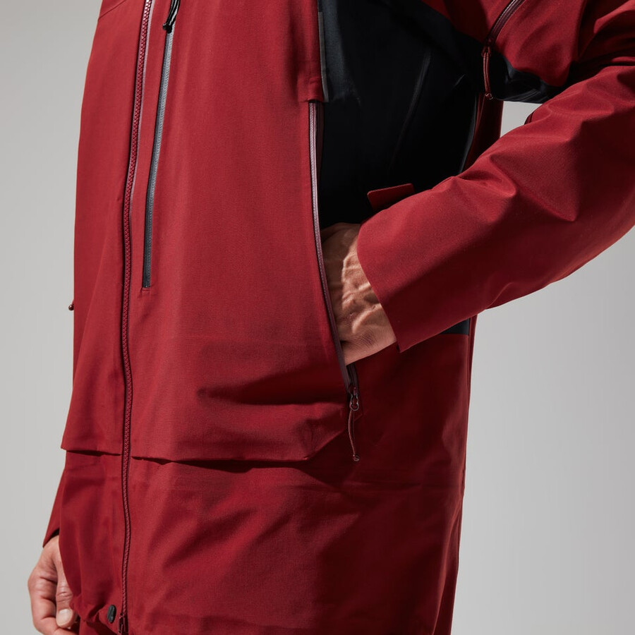 men s mtn arete abstieg gore-tex jacke - dark rotschwarz berghaus