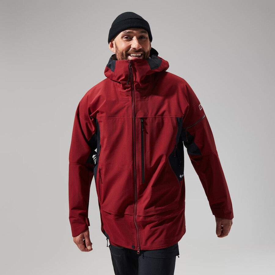 men s mtn arete abstieg gore-tex jacke - dark rotschwarz berghaus