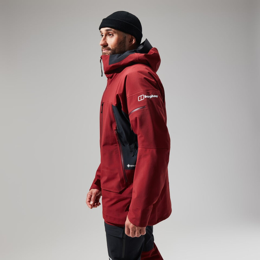 men s mtn arete abstieg gore-tex jacke - dark rotschwarz berghaus