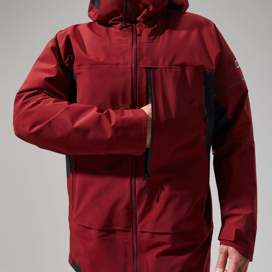 men s mtn arete abstieg gore-tex jacke - dark rotschwarz berghaus