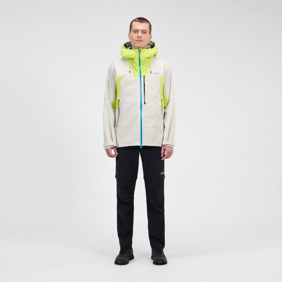 männer s ridge-seeker gore-tex wasserdichte jacke - graugelb berghaus