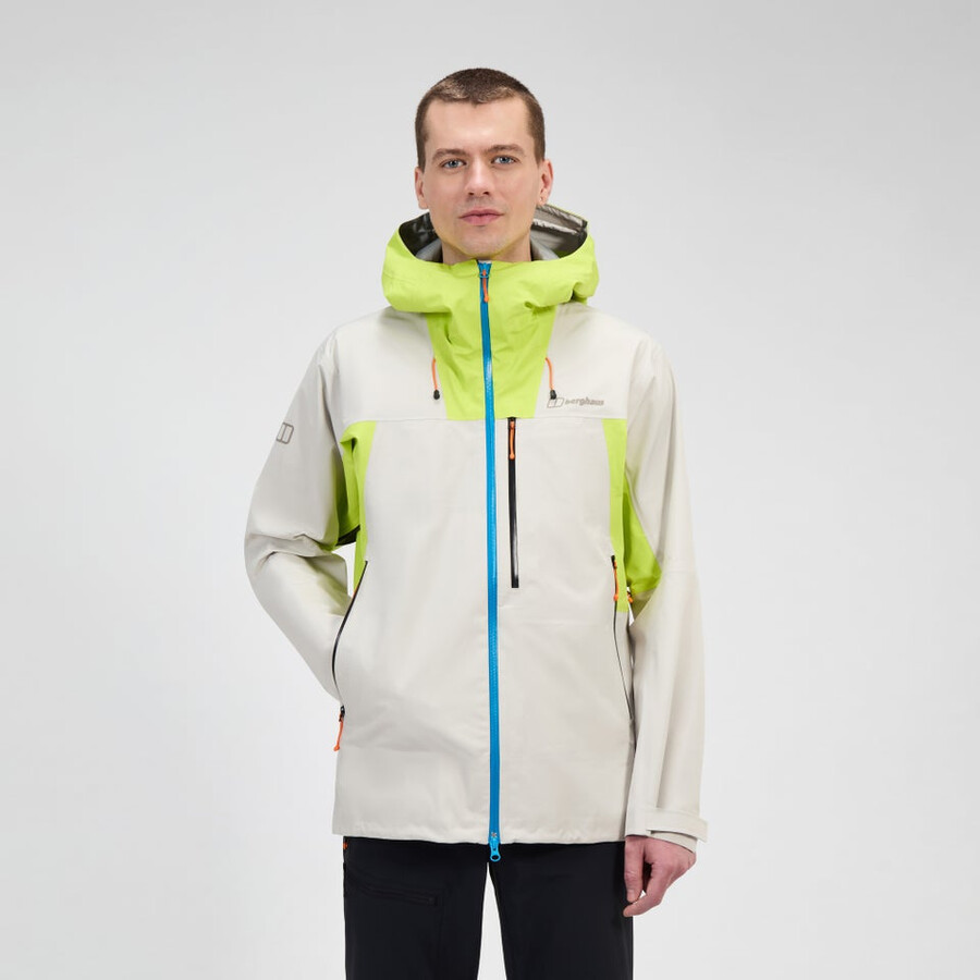männer s ridge-seeker gore-tex wasserdichte jacke - graugelb berghaus