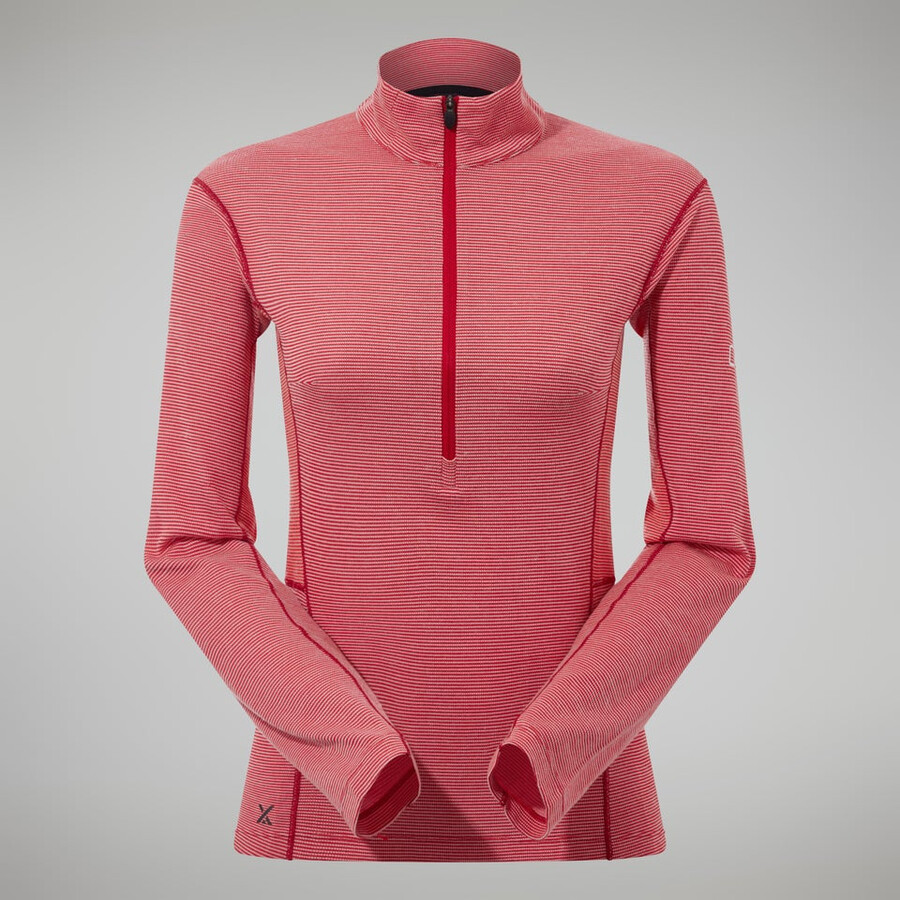 women s mtn guide long sleeve half zip - red berghaus