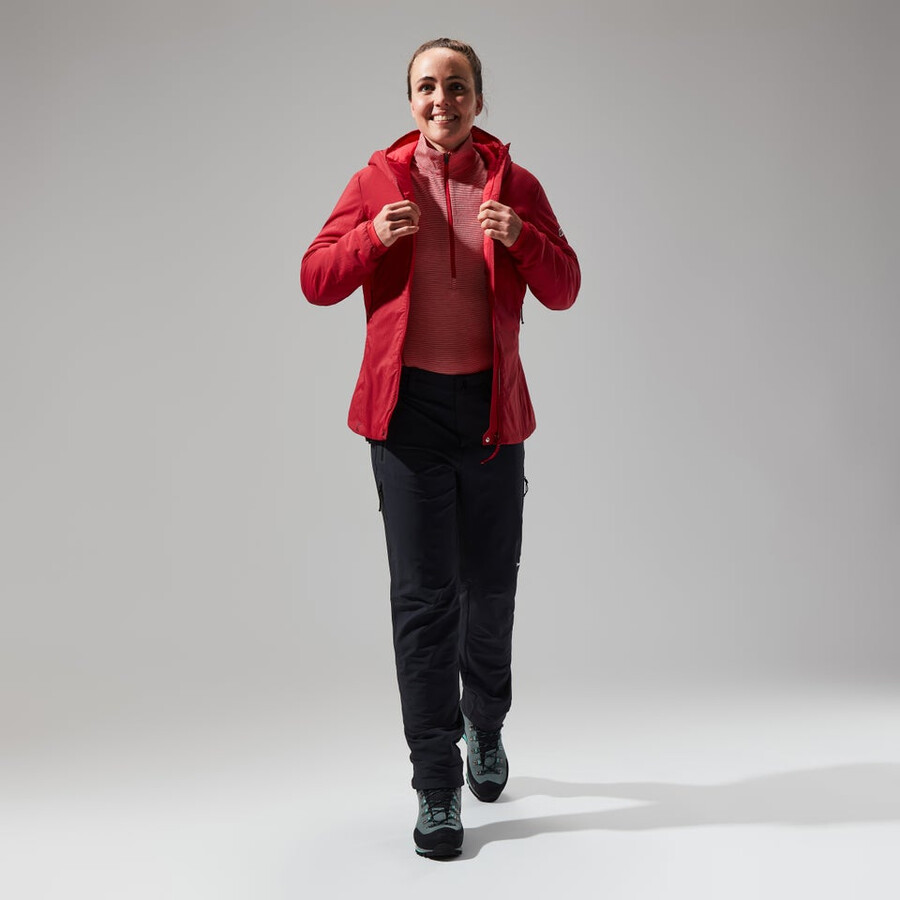 women s mtn guide long sleeve half zip - red berghaus